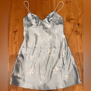 Blue and white floral princess Polly slip dress